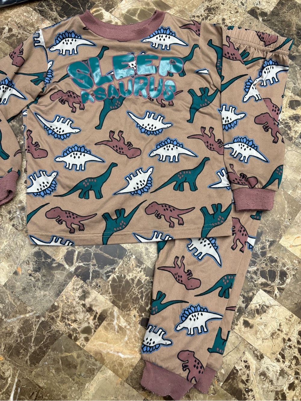 4/30$ George Kids' 'Sleepasaurus' Brown Dinosaur Pajama Set 4 years